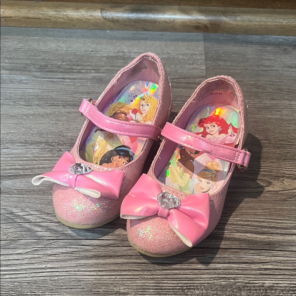 Disney Pink Sparkle Mary Jane Shoes with Bow and Gem